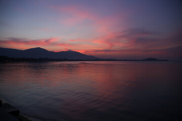 Fototapeta na wymiar sunset over the sea - thailand - koh samui - island - vaction - holiday