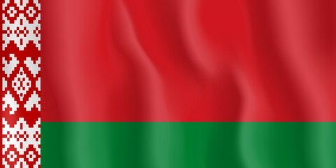 Belarus Flag. Waving national flag of republic of Belarus. Silk realistic texture. Vector illustration.