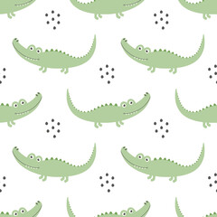 seamless crocodile pattern isolated on white background