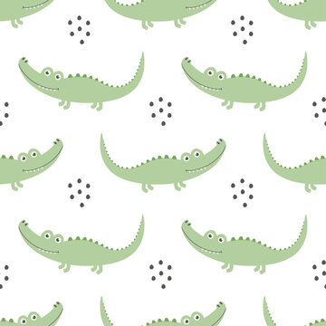 seamless crocodile pattern isolated on white background