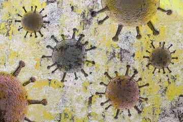 Old stone and rock textures with some virus fossil virus visualization