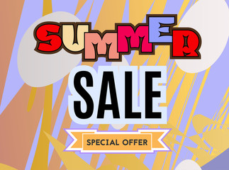 Summer sale banner. Tamplate design for advertising. Vector illustration.