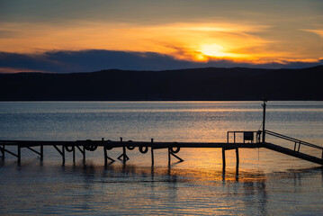 Fototapeta premium View of lake Baikal at sunset, Russia.