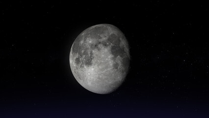 Naklejka na ściany i meble The moon in Waning Gibbous phase. Photo realistic 3D render.