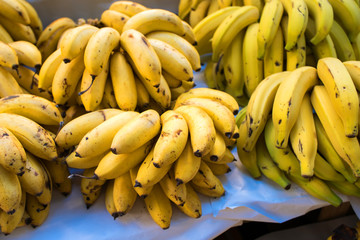 Cluster of Fresh Natural Bananas at the Market
