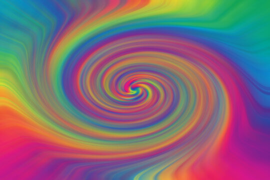 An abstract psychedelic rainbow colored swirl background image.