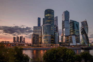 Fototapeta na wymiar Moscow International Business Center (City) at sunset. Architecture and landmark of Russia.