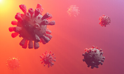 Image of Flu COVID-19 virus cell concept. Coronavirus Covid-19 influenza banner background.