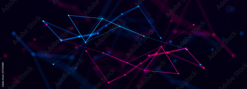 Poster Technology background. Abstract digital combination dots and lines. Network connection structure. 3d Widescreen