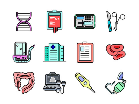 Healthcare and Medical vector filed colored line icons style 1 vol 4