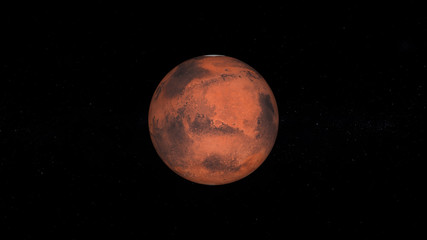 Mars in space. Photo realistic 3D render.