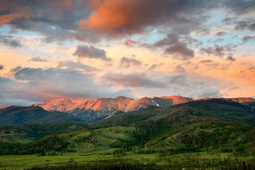 Alpenglow on the Continental Divide at Sunset, near Winter Park Colorado
