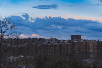 Clouds behind buildings 