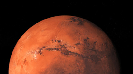 The north hemisphere of planet Mars. Photo realistic 3D render.