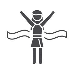 female runner winner running sport race silhouette icon design