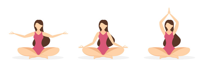 Set of Girls in Yoga Poses