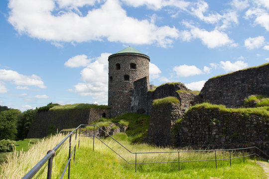 Bohus Fortress tower in a sunny day, Kungalv, Bohuslan, Sweden.