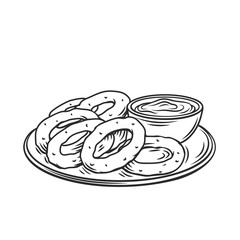 Onion rings, hand drawn fast food