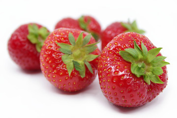 Strawberries isolated on a white background. Closeup