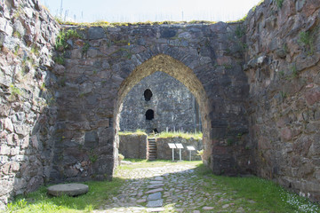 Fototapeta na wymiar Bohus Fortress inside view, Kungalv, Bohuslan, Sweden.