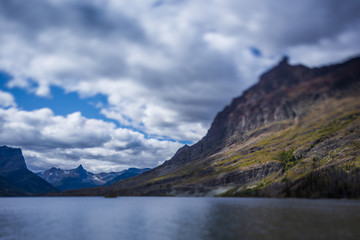 mountain landscape tilt-shift giving miniature effect 