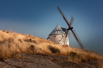 Windmills and castle of Consuegra, the famous giants from "El Quijote" novel.