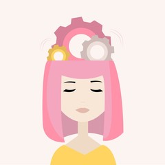 Thinking girl with settings