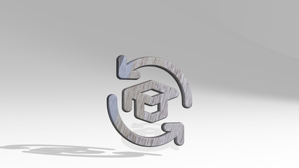 E LEARNING EXCHANGE 3D icon standing on the floor - 3D illustration for background and letter