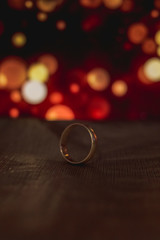 wedding rings on red velvet