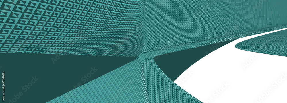 Aufkleber ultra wide 3d illustration of a geometrical shape of light sea green color on a white abstract backg