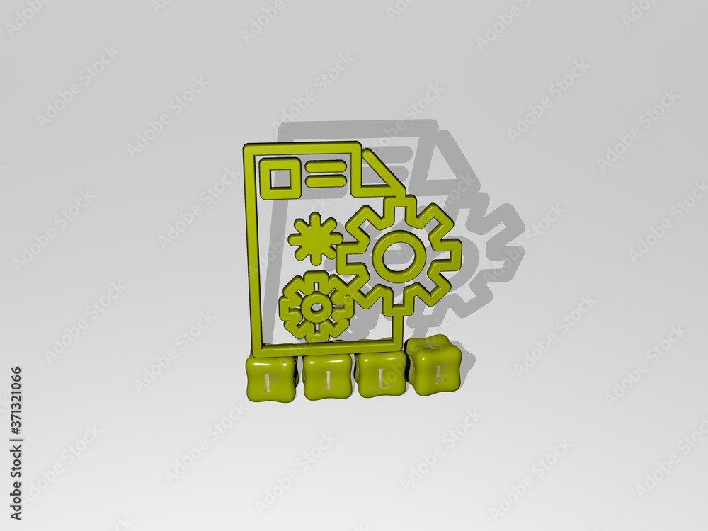 Poster file 3d icon object on text of cubic letters - 3d illustration for background and business