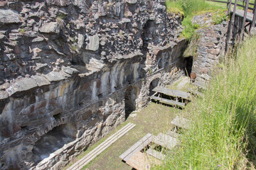 Bohus Fortress inside in a sunny day, Kungalv, Bohuslan, Sweden.