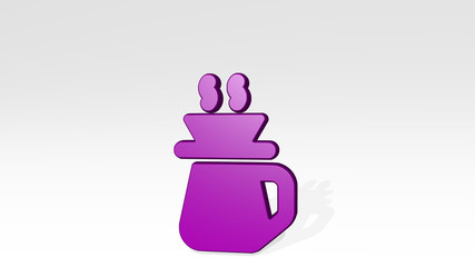 coffee filter 3D icon casting shadow - 3D illustration for background and cup