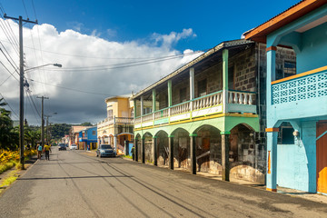 Fototapeta na wymiar City center of caribbean town Georgetown, Charlotte, Saint Vincent and the Grenadines