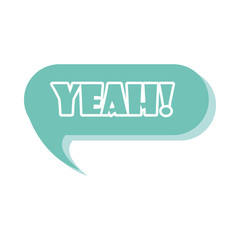 slang bubbles, green yeah word lettering over white background, flat icon design