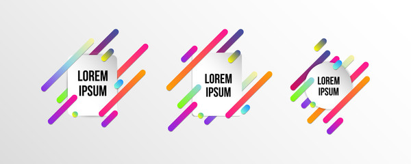 Set of colorful templates with abstract gradient shapes. Neon color lines and cards in a modern trendy design style