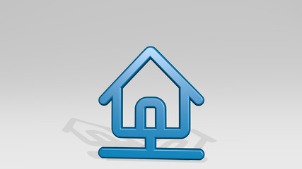 smart house 3D icon casting shadow - 3D illustration for phone and business