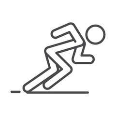 runner in ready posture to sprint speed sport race line icon design
