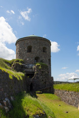 Fototapeta na wymiar Bohus Fortress tower in a sunny day, Kungalv, Bohuslan, Sweden.