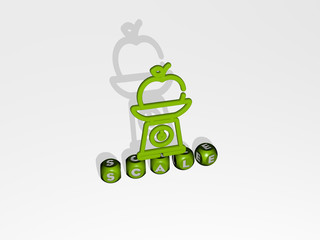 SCALE 3D icon over cubic letters - 3D illustration for background and design