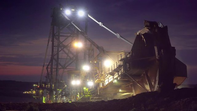 Giant Coal Mining Paddle Wheel in the Night