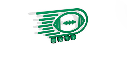 ball 3D icon over cubic letters - 3D illustration for background and christmas