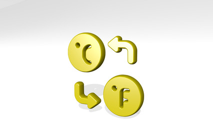 temperature celsius fahrenheit convert 3D icon casting shadow - 3D illustration for cold and thermometer
