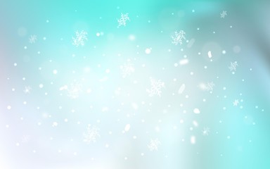 Light BLUE vector cover with beautiful snowflakes. Shining colored illustration with snow in christmas style. The pattern can be used for new year leaflets.
