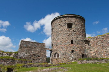 Fototapeta na wymiar Bohus Fortress inner yard and tower, Kungalv, Bohuslan, Sweden.