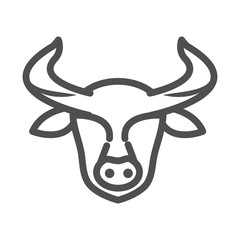 bull head animal portrait white background line style icon
