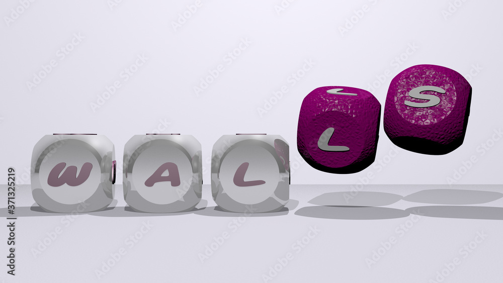 Poster walls dancing cubic letters - 3d illustration for architecture and building