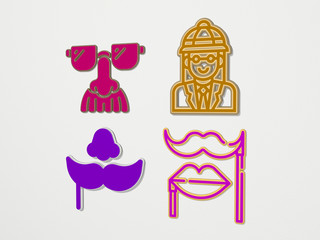 DISGUISE 4 icons set - 3D illustration for background and mask