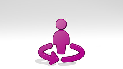 SINGLE NEUTRAL ROTATE 3D icon casting shadow - 3D illustration for background and isolated