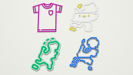 NETHERLANDS colorful set of icons - 3D illustration for amsterdam and editorial